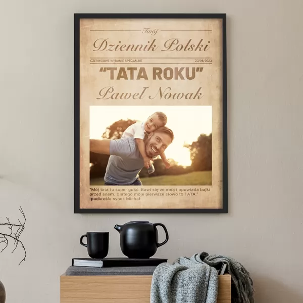 Plakat w ramce (30x40) ze zdjęciem na dzień ojca - Tata roku
