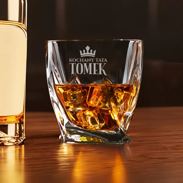 Szklanka do whisky z grawerem Bohemia Quadro dla taty - Korona