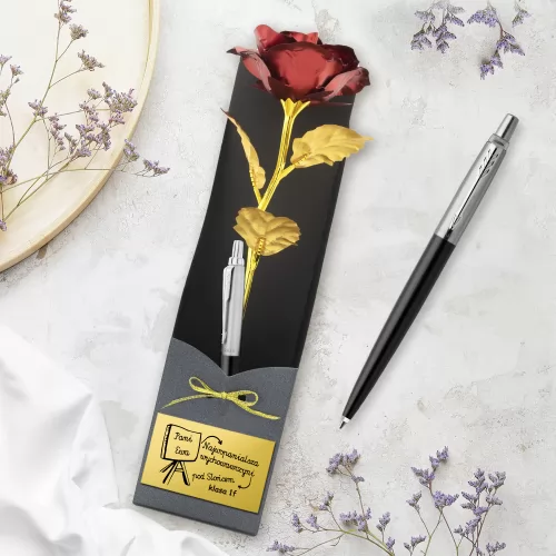 Wieczna róża i długopis Parker Jotter Special dla nauczycielki - Wychowawca