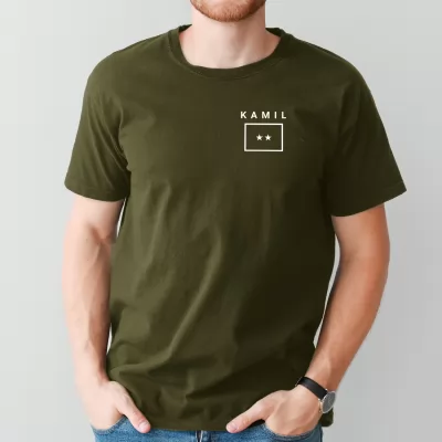 Koszulka z nadrukiem dla wojskowego zielona Rozmiar S - Kamuflaż