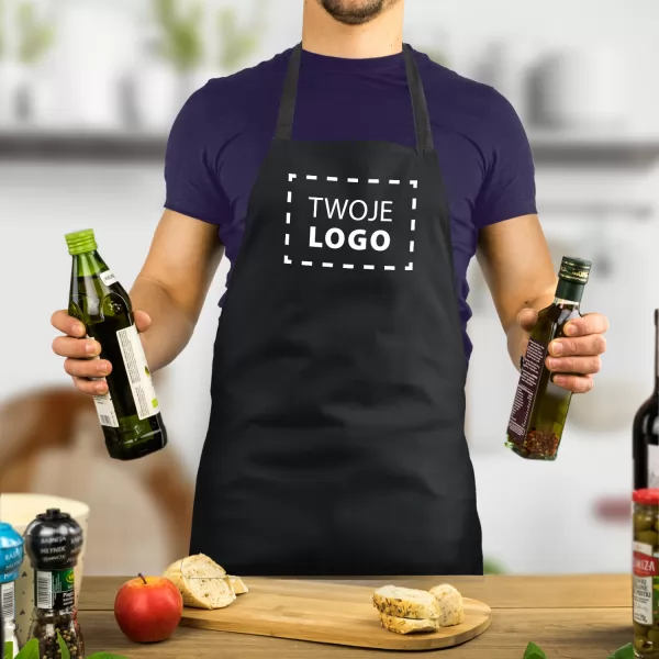 Fartuch kuchenny męski z nadrukiem logo czarny - Gastronom