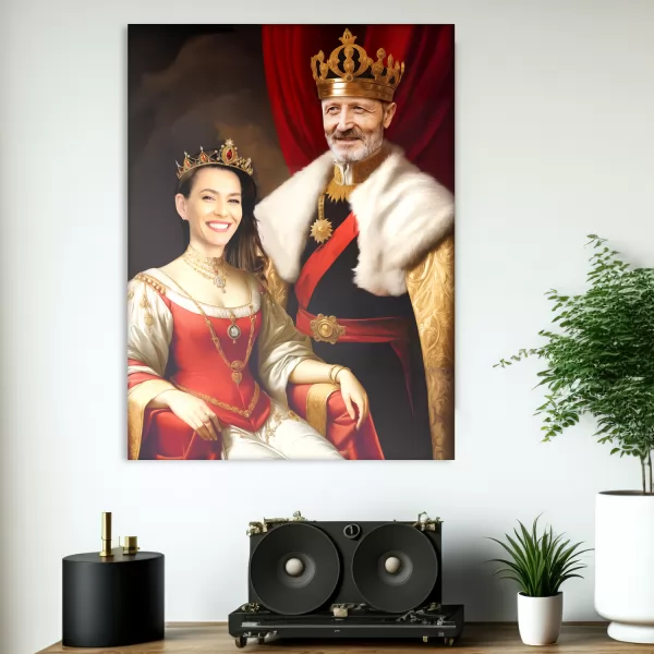 Królewski portret na płótnie ze zdjęcia (50 x 70 cm) dla pary - Monarchowie