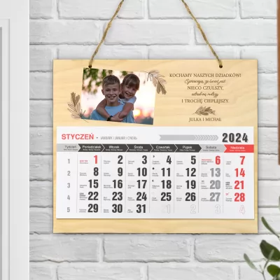 Kalendarz ścienny 2024 z nadrukiem dla babci i dziadka - Kochamy dziadków!