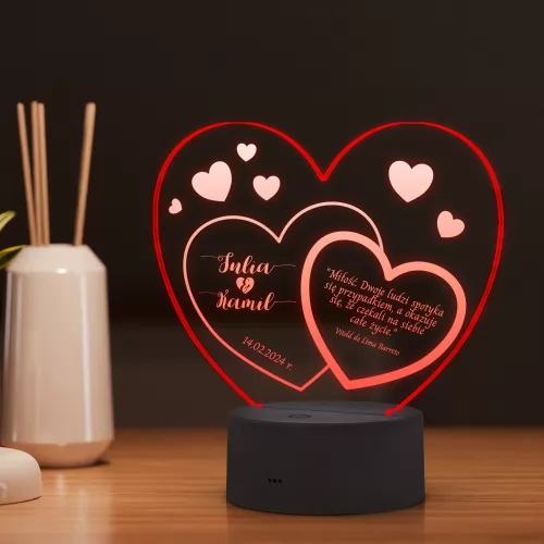 Lampka LED z nadrukiem dla zakochanych - Miłość