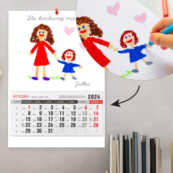 Kalendarz ścienny 2024 z własnym rysunkiem dla mamy - Miłość bez granic