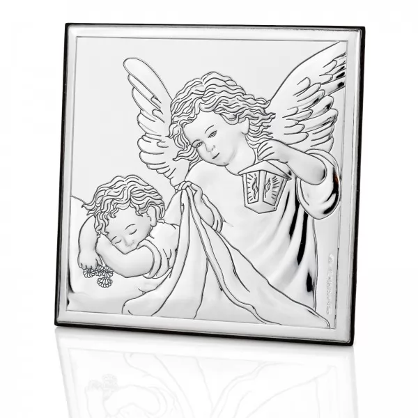 Obrazek Anioł Stróż (8x8cm) z grawerem na chrzest - Dobrodziej