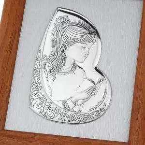 pamiątka komunii świętej obrazek srebrny w ramie dla dziewczynki