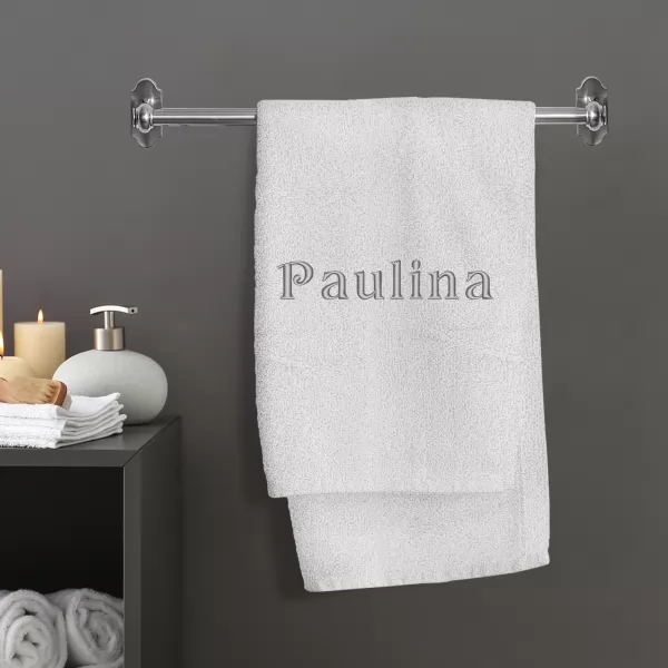 Ręcznik kąpielowy biały z haftem (70x140 cm) - Dla niej