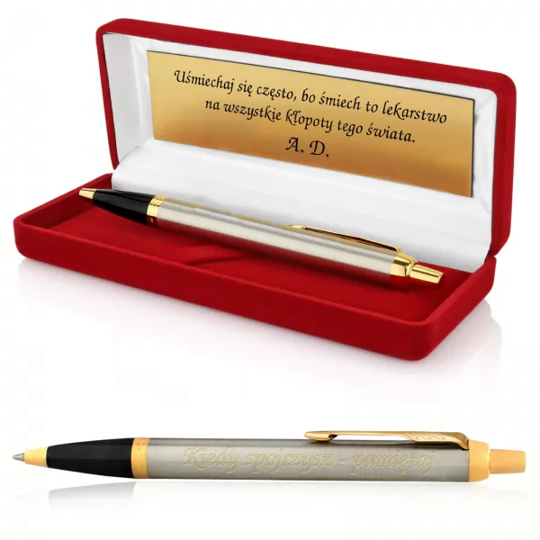 Długopis Parker Brushed Metal z Twoimi życzeniami na prezent 