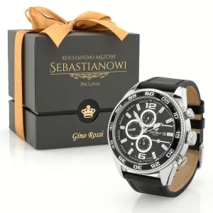 Prezent dla męża elegancki spersonalizowany zegarek Gino Rossi 