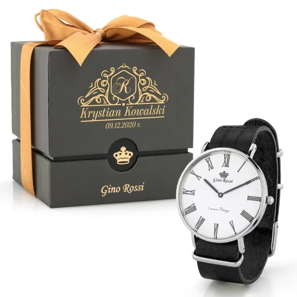 Zegarek męski G.  Rossi z nadrukiem na pudełku - Dla Niego