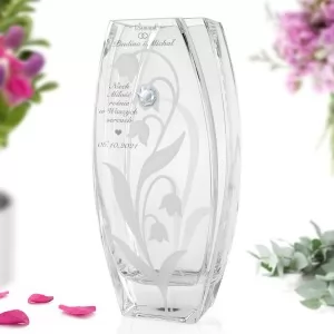 szklany wazon z grawerem na prezent ślubny