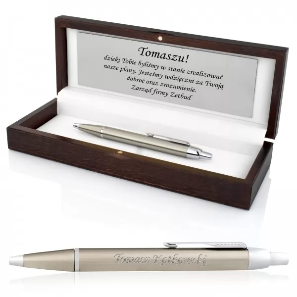 Pomysł na prezent: Długopis Parker IM Brushed w drewnianym etui z opcją graweru