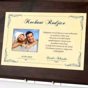 certyfikat ze zdjęciem na podziękowanie dla rodziców na ślub