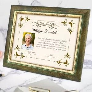 certyfikat w ramce ze zdjęciem na prezent dla dziadka