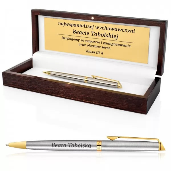 Długopis Waterman w etui z grawerem na prezent dla nauczyciela