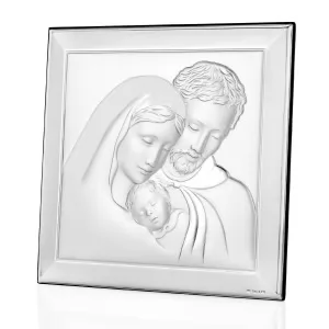 srebrny obrazek z grawerem na pamiątkę chrztu
