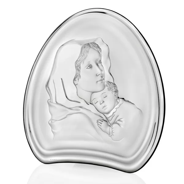 Obrazek Matka Boska (22x24cm) z opcją indywidualnego graweru na chrzest
