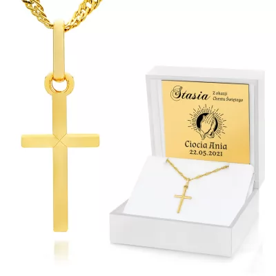 Złoty krzyżyk z łańcuszkiem na chrzest dla dziecka - Modlitwa