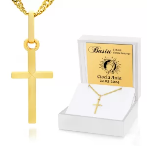 Złoty krzyżyk z łańcuszkiem na chrzest dla dziecka - Modlitwa