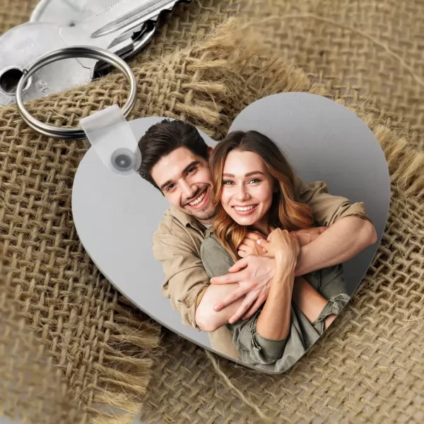 Brelok Serce do kluczy z nadrukiem wybranego zdjęcia lub tekstu - prezent dla męża