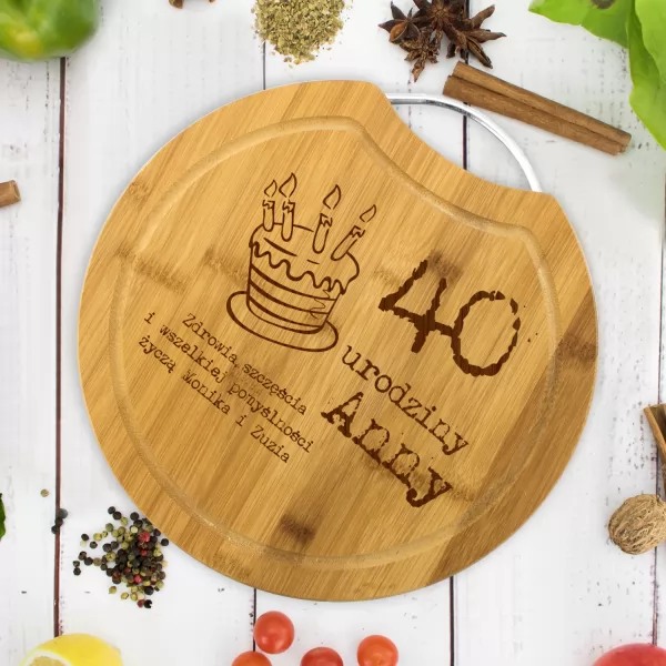 Deska bambusowa do krojenia z grawerem - prezent na 40 urodziny