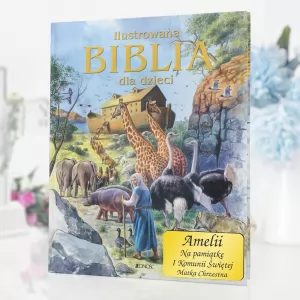 biblia z dedykacją dla dziecka na komunię