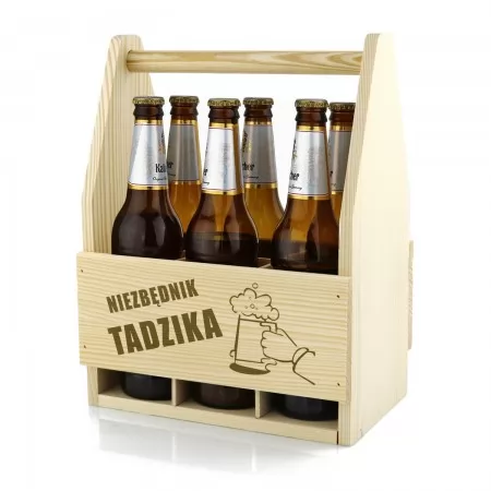 Drewniana skrzynka na piwo z indywidualnym grawerem - Niezbędnik