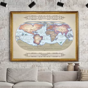 mapa świata na płótnie w ramce