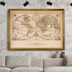 mapa świata 1684 na płótnie