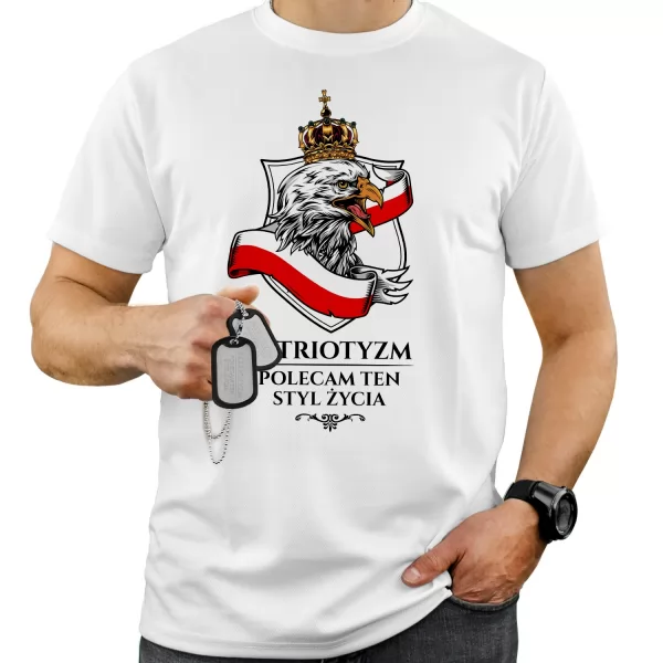 Zestaw: koszulka L z nadrukiem i nieśmiertelnik - Patriotyzm