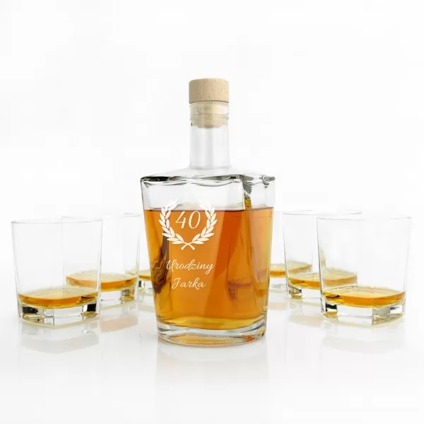 Karafka i szklanki: 7-el zestaw do whisky z grawerem dla niego - Laur