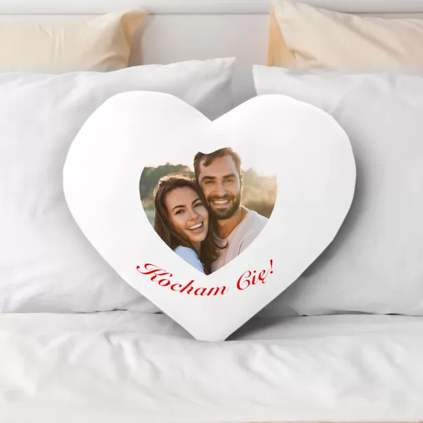 Poduszka serce z dowolnym zdjęciem na prezent dla zakochanych