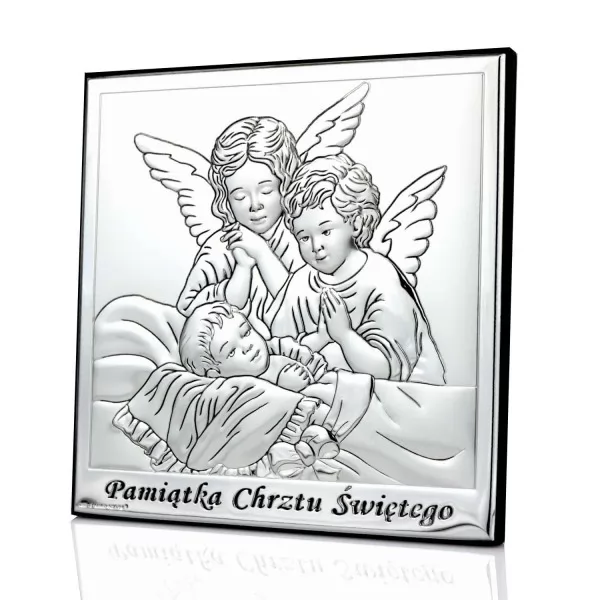 Obrazek Anioł Stróż (12x12 cm) - Pamiątka Chrztu Świętego