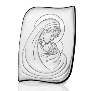 srebrny obrazek matka boska na prezent na chrzest dla dziecka