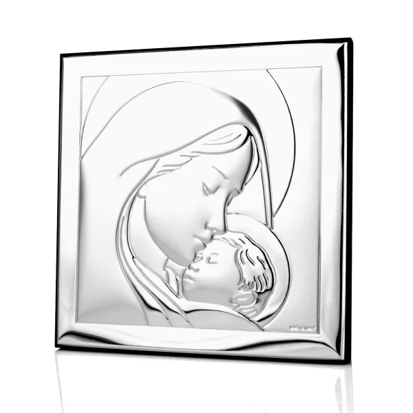 Obrazek (12 x 12 cm) z Matką Boską z grawerem dedykacji na Chrzest