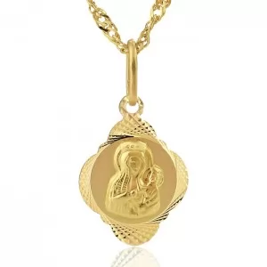  złoty medalik z wizerunkiem Matki Boskiej