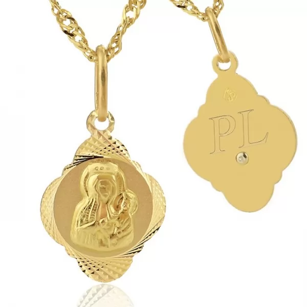 Złoty medalik z łańcuszkiem 585 - prezent z możliwością graweru