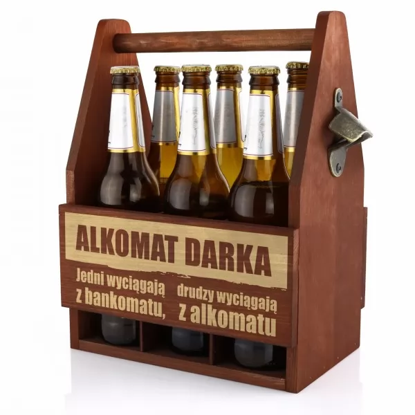 Drewniana skrzynka na piwo z otwieraczem - Alkomat