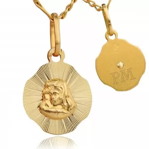 medalik ze złota z Matką Boską na prezent z grawerem imienia