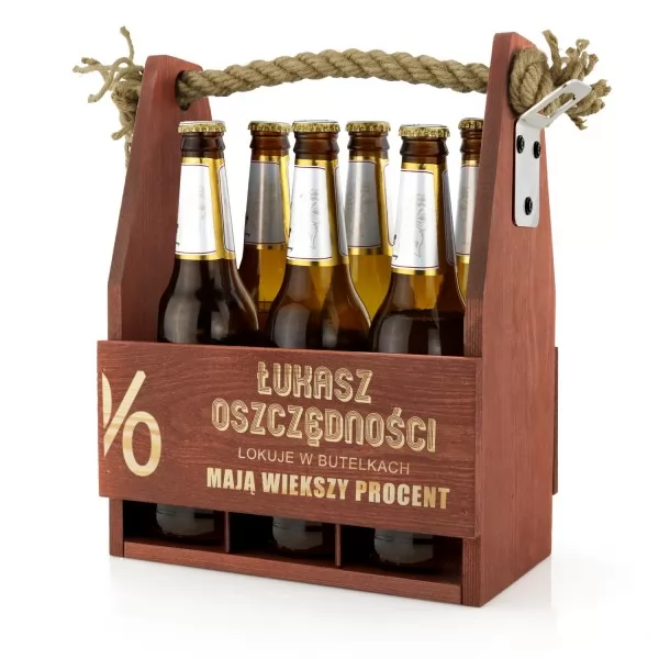Drewniana skrzynka na piwo z otwieraczem - Oszczędności na mikołajki dla przyjaciela
