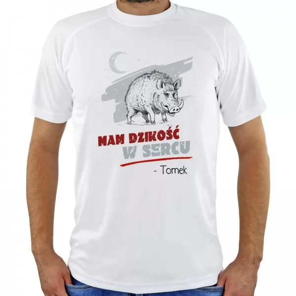 Koszulka męska z nadrukiem imienia i zabawnego wzoru na prezent dla niego - Dzikość w Sercu