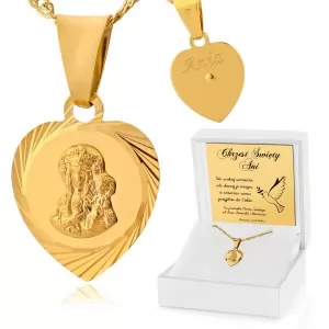 pamiątka chrztu świętego medalik na łańcuszku w pudełku z grawerem