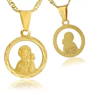 złoty łańcuszek z medalikiem 585 z grawerem