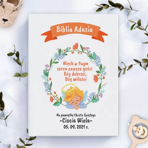 Biblia dla dzieci z personalizowaną okładką na chrzest - Śladami świętych