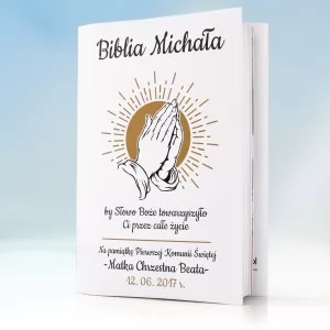 biblia na komunię z personalizowaną okładką