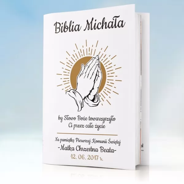 Biblia dla dzieci na komunię z personalizowaną okładką na prezent (17cm x 24,5cm)