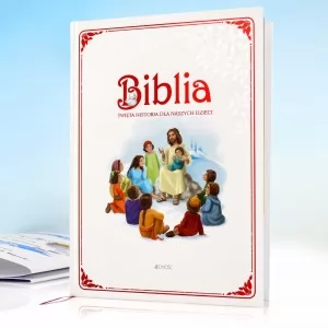 biblia dla najmłodszych na prezent na roczek z personalizowaną okładką