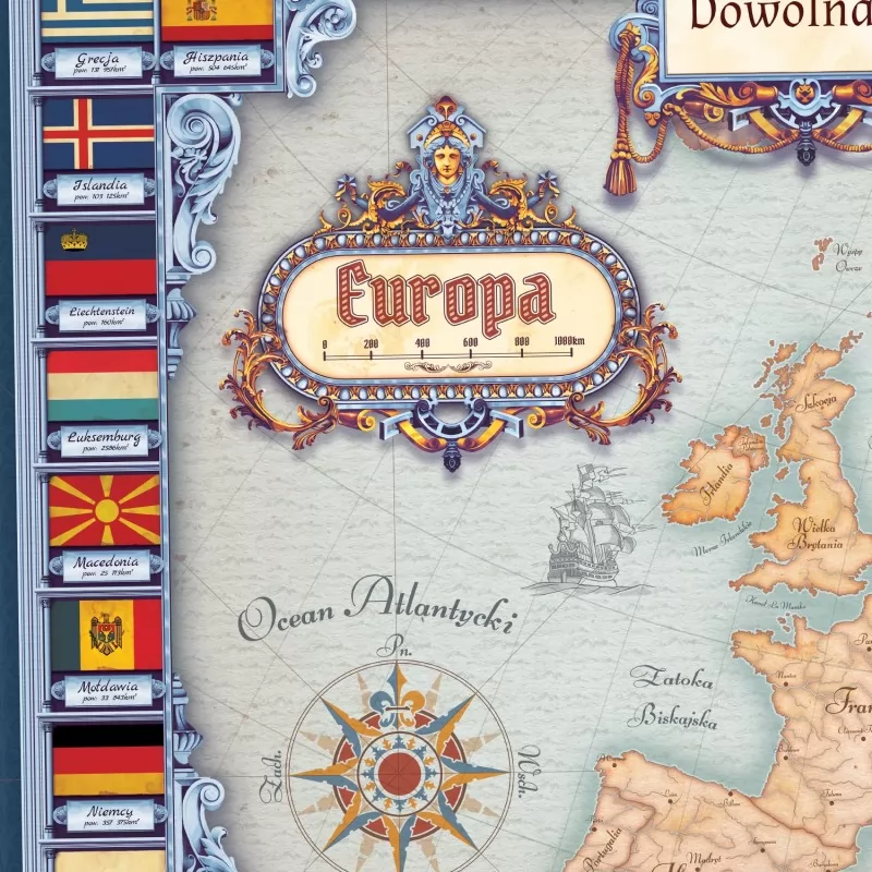 mapa europy z nadrukiem życzeń na prezent dla wychowawcy