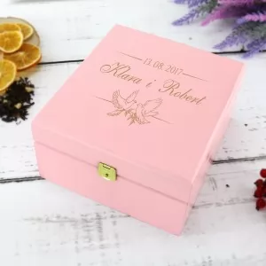 pudełko na herbatę z grawerem na prezent dla nowożeńców